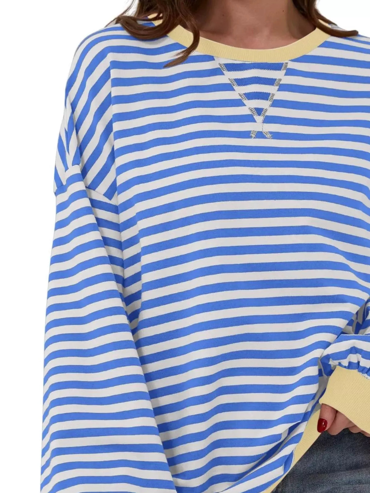 Striped Contrast Trim Oversized Sweatshirt