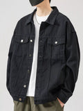 Men's Plus Size Button Up Long Sleeve Denim Jacket