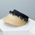 Lace Trim Straw Visor Sun Hat