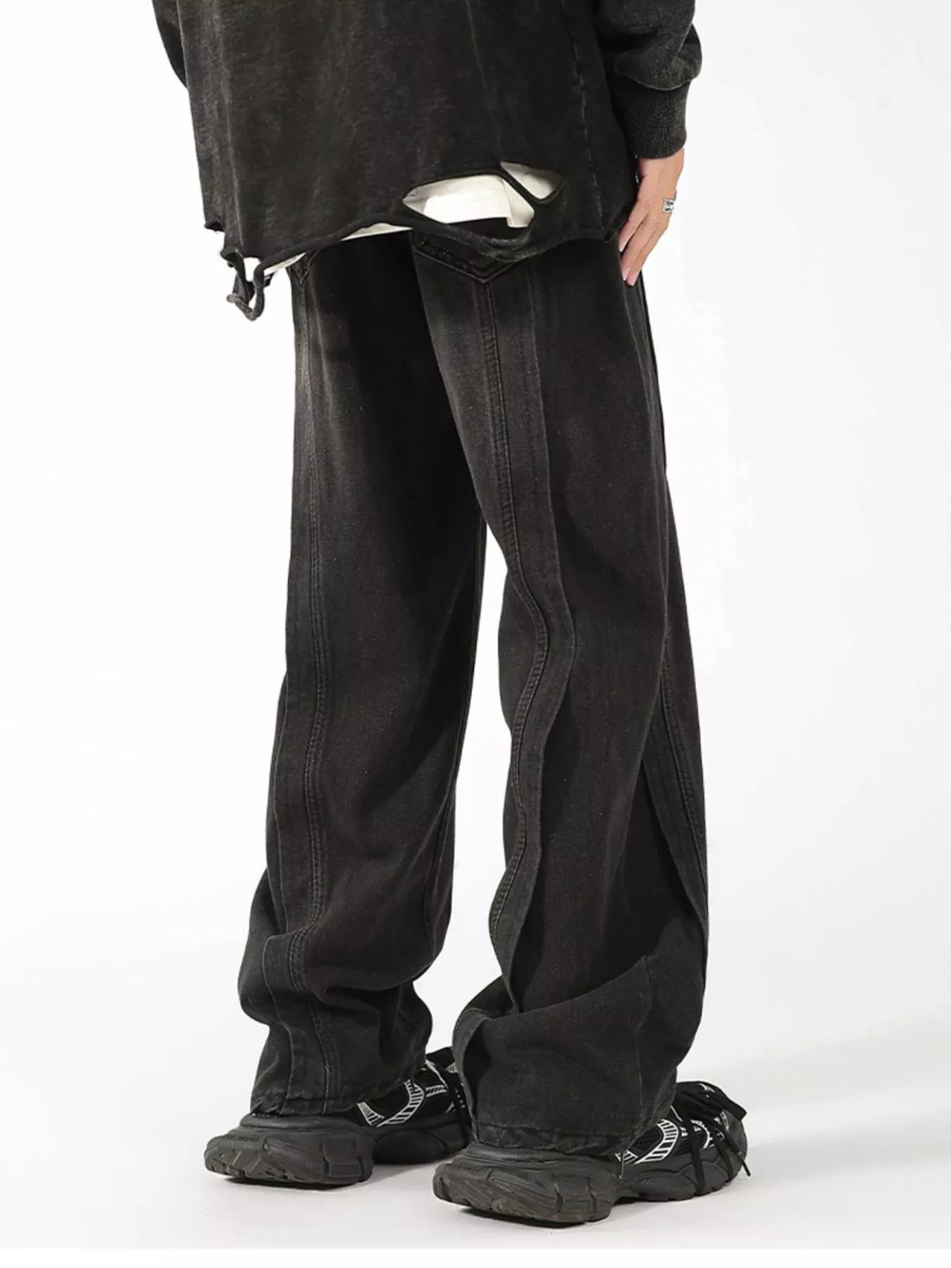 Men's Plus Size Washed Wide Leg Jeans