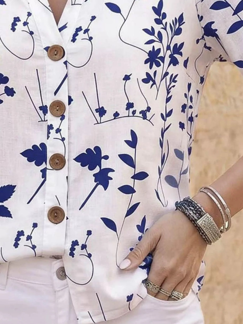Notched Button Down Shirt