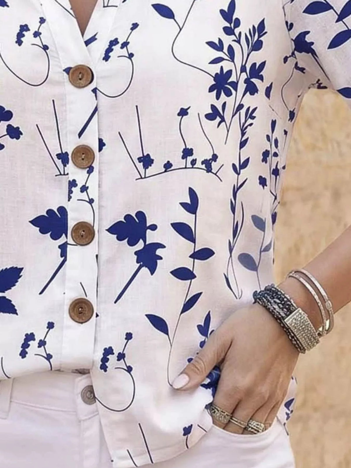 Notched Button Down Shirt