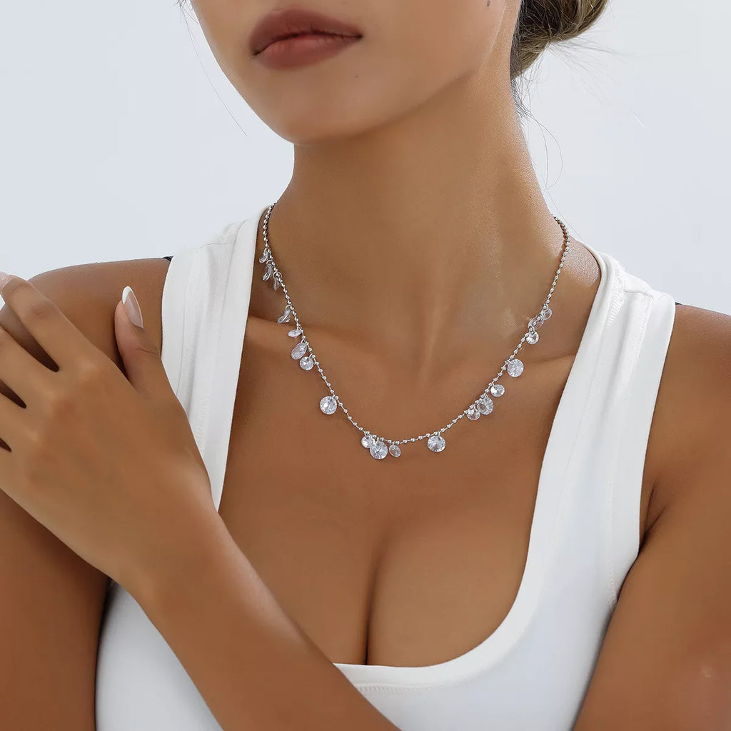 Sparkling Zircon Drop Necklace