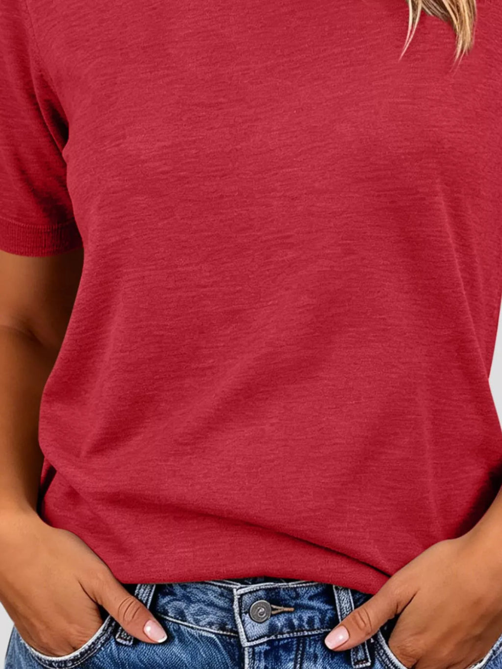 Classic Crew Neck Short Sleeve Knit Top