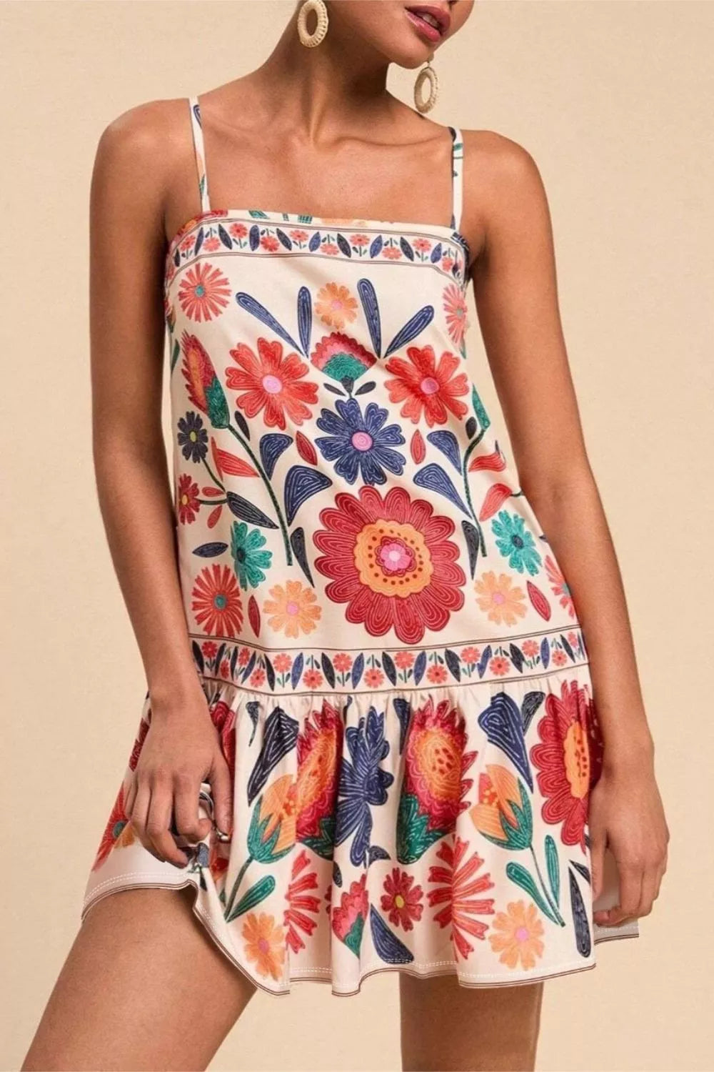 Floral Print Sleeveless Mini Dress