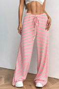 Ribbed Knit Drawstring Wide Leg Pants