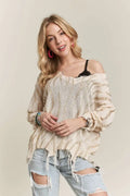 Zebra Print Knit Top with Frayed Detailing