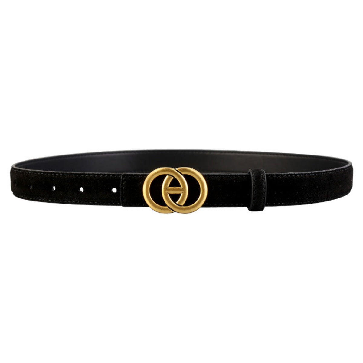 Golden Buckle Leather Belt