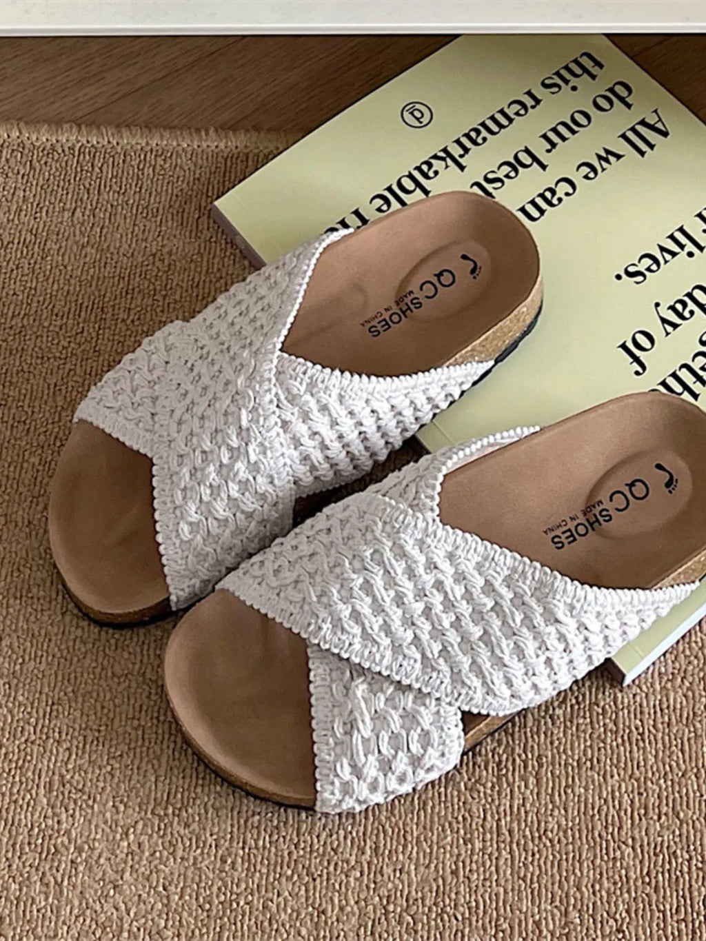 Cross Strap Woven Pattern Comfort Sandals