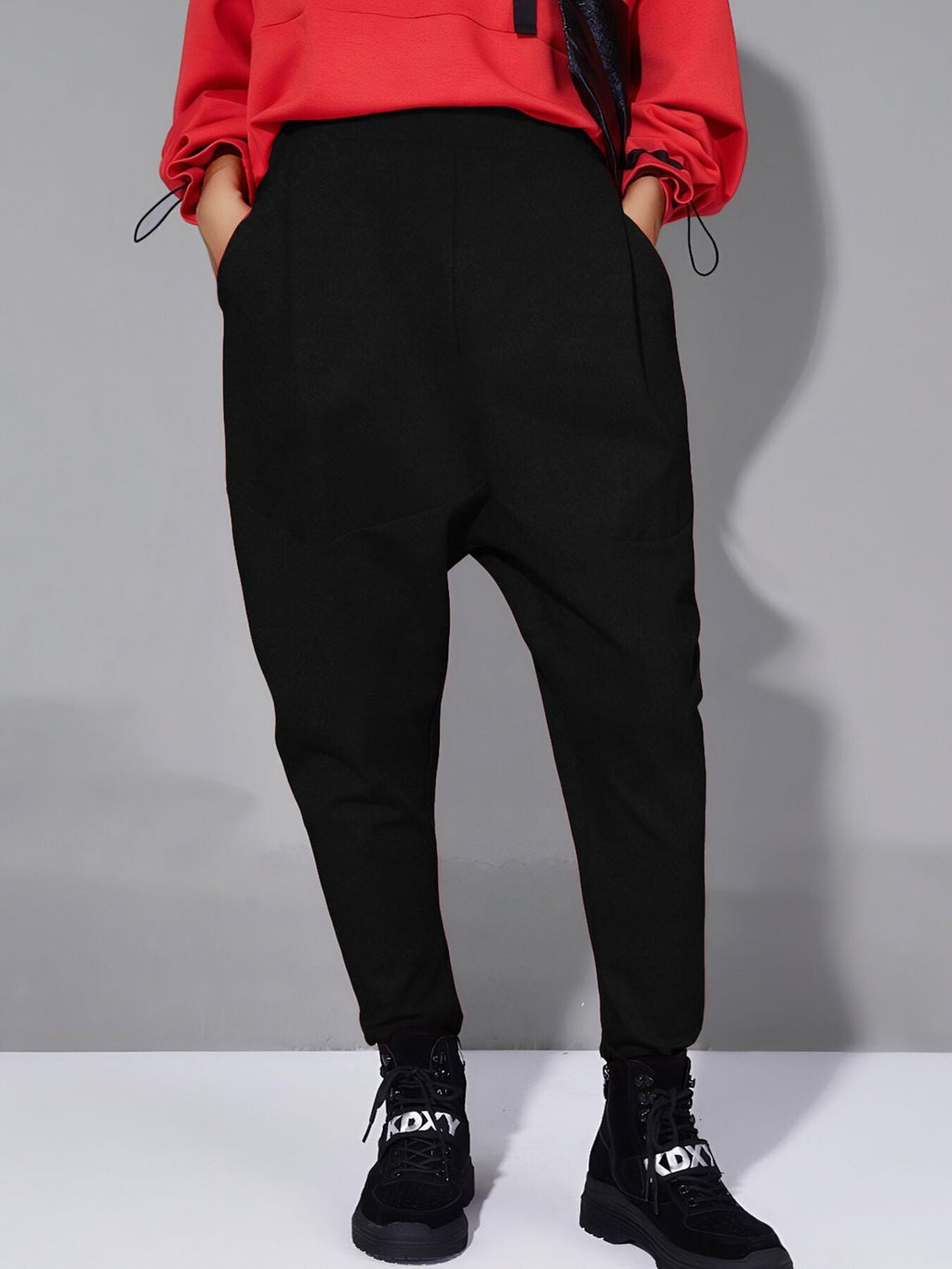 Loose Fit Harem Pants with Pockets