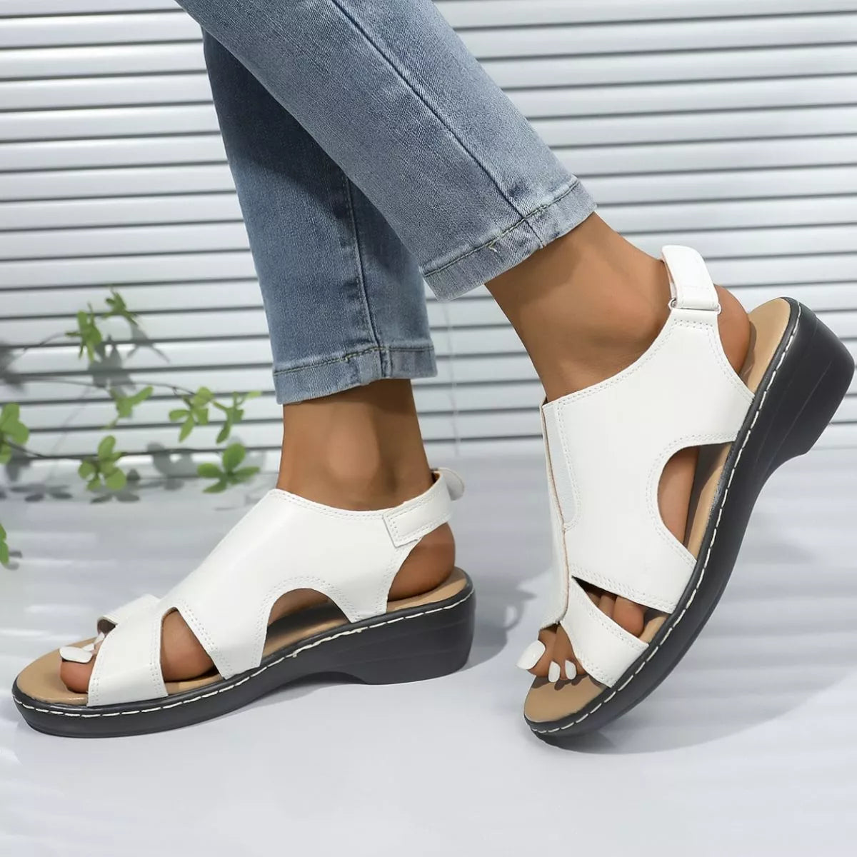 Peep Toe Wedge Sandals