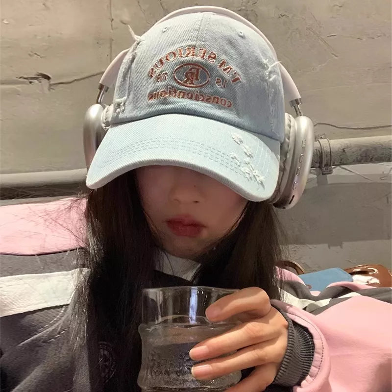 Embroidered Distressed Baseball Cap