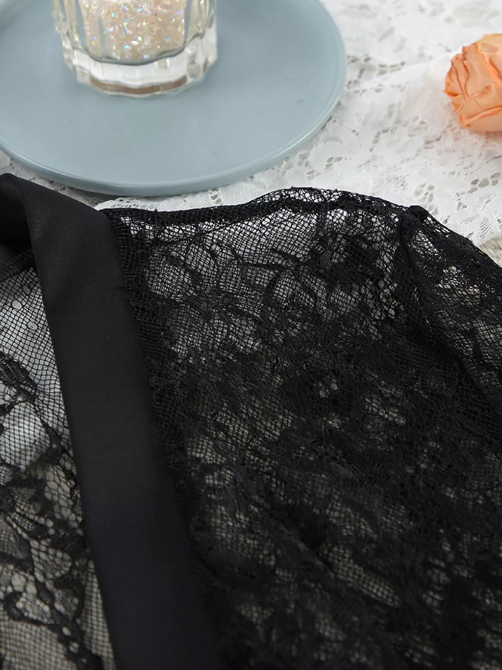 Lace Tube Top & Cardigan and Shorts Three-Piece Lounge Set