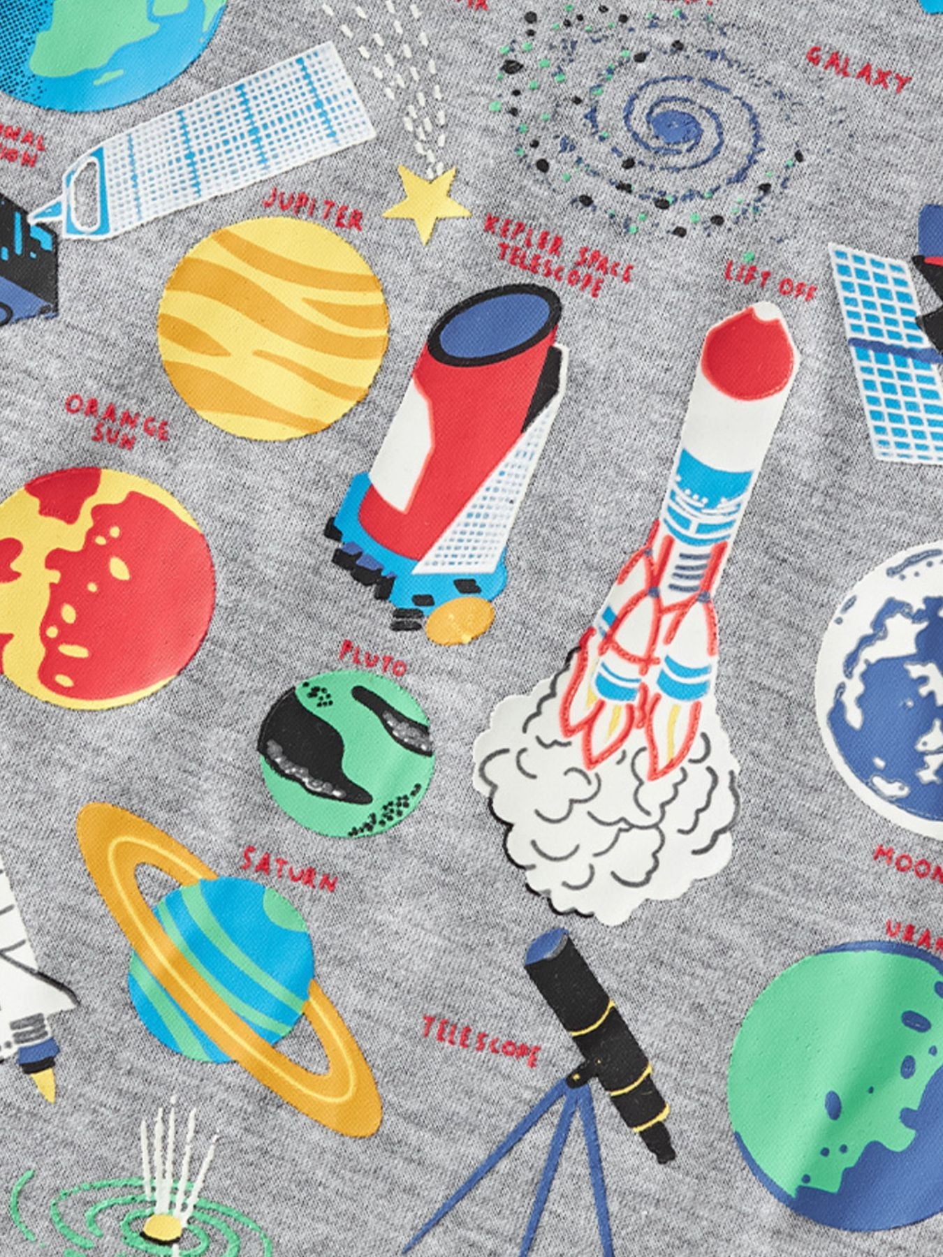 Children's Space Exploration Graphic Round Neck T-Shirt