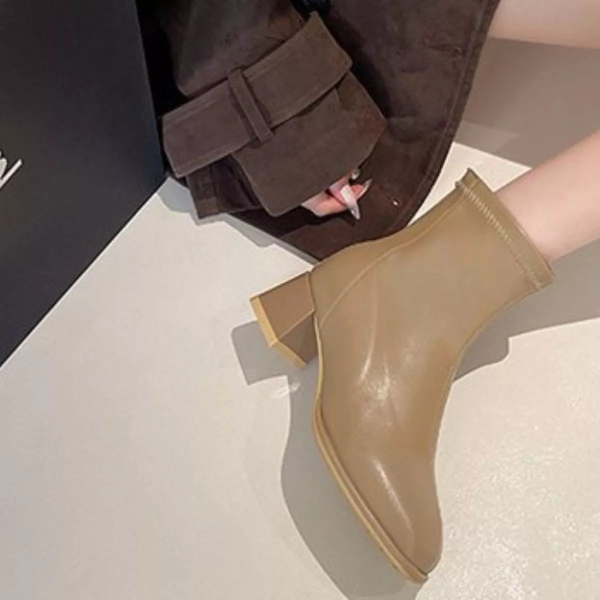 Square Toe Block Heels Boots