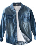 Men's Plus Size Button Up Long Sleeve Denim Shirt