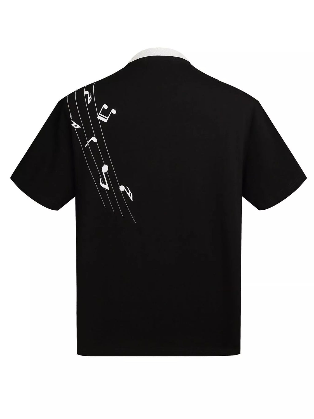 Men's Contrast Striped Music Print T-Shirt