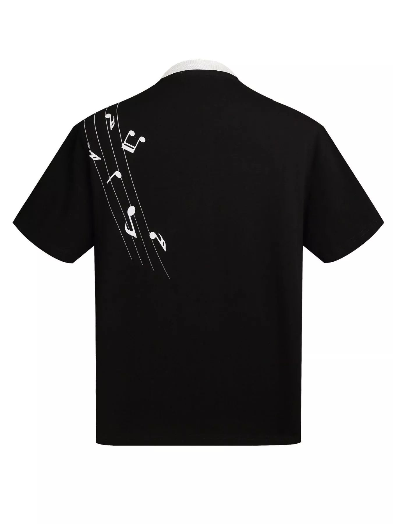 Men's Contrast Striped Music Print T-Shirt