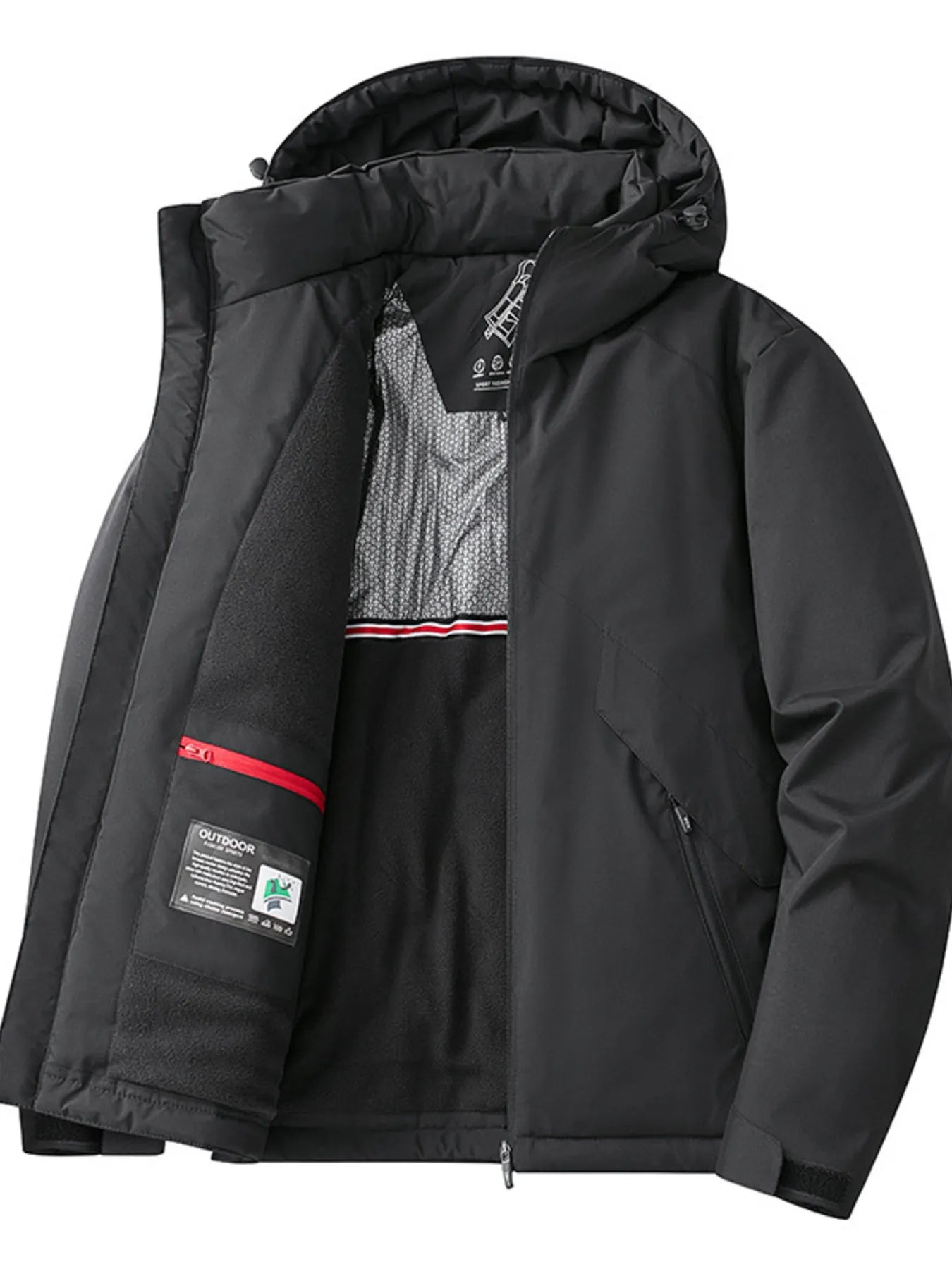 Men's Plus Size Zip Up Hooded Windproof Jacket