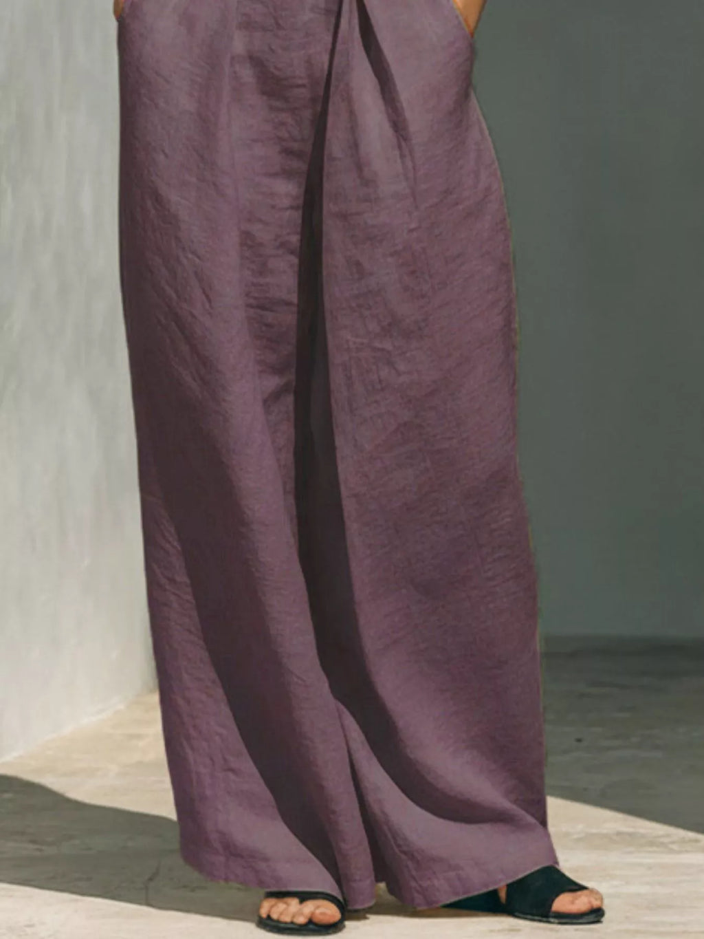 Full Size Turtleneck Sleeveless Top and Wide Leg Pants Set Plus Size