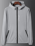 Men's Plus Size Zip Up Long Sleeve Hooded Jacket