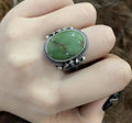2023 New Xizang Nepalese Green Oval Ring, Versatile Retro Ethnic Style Ring For Men And Women