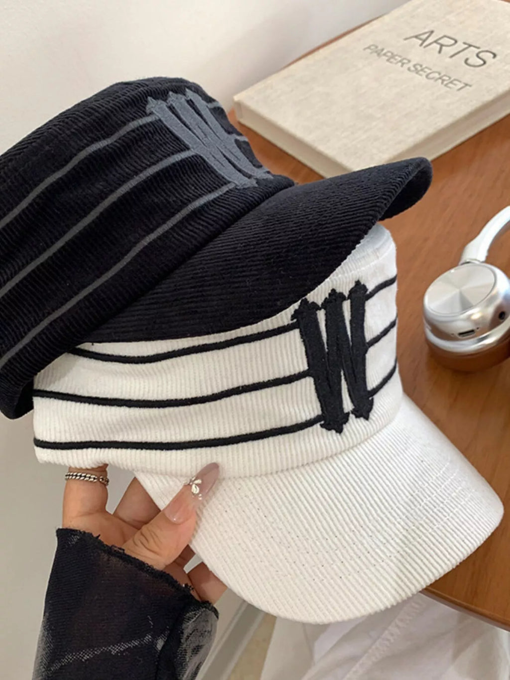 Striped Letter 'W' Baseball Cap