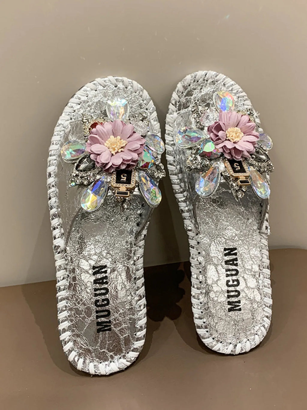 Floral Embellished Slide Sandals