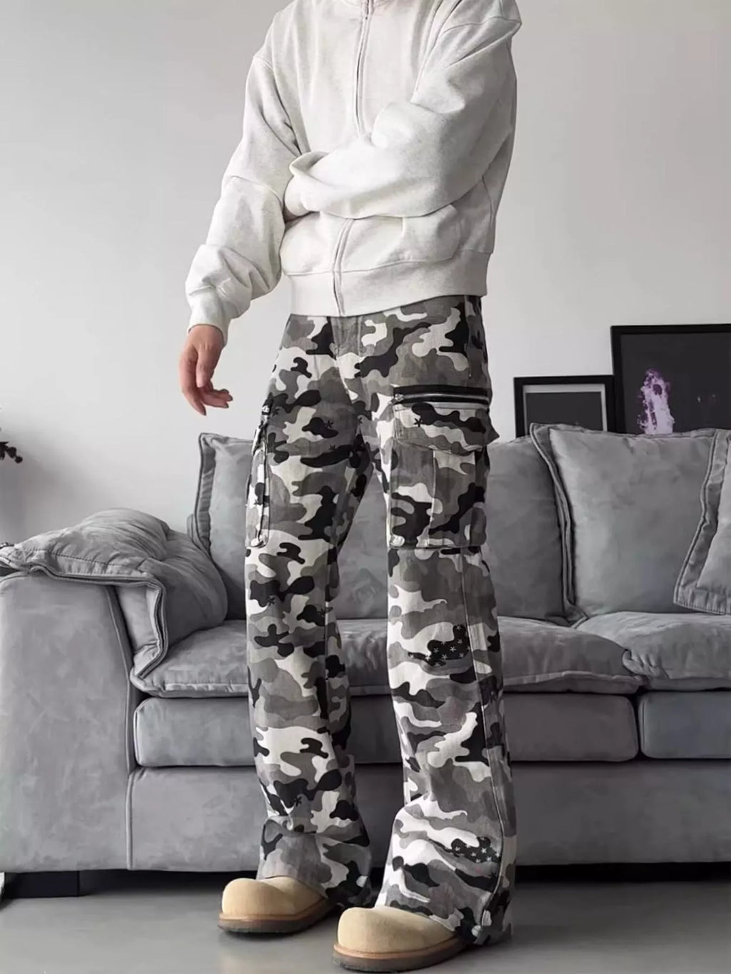 Men's Full Size Camouflage Wide Leg Pants Plus Size