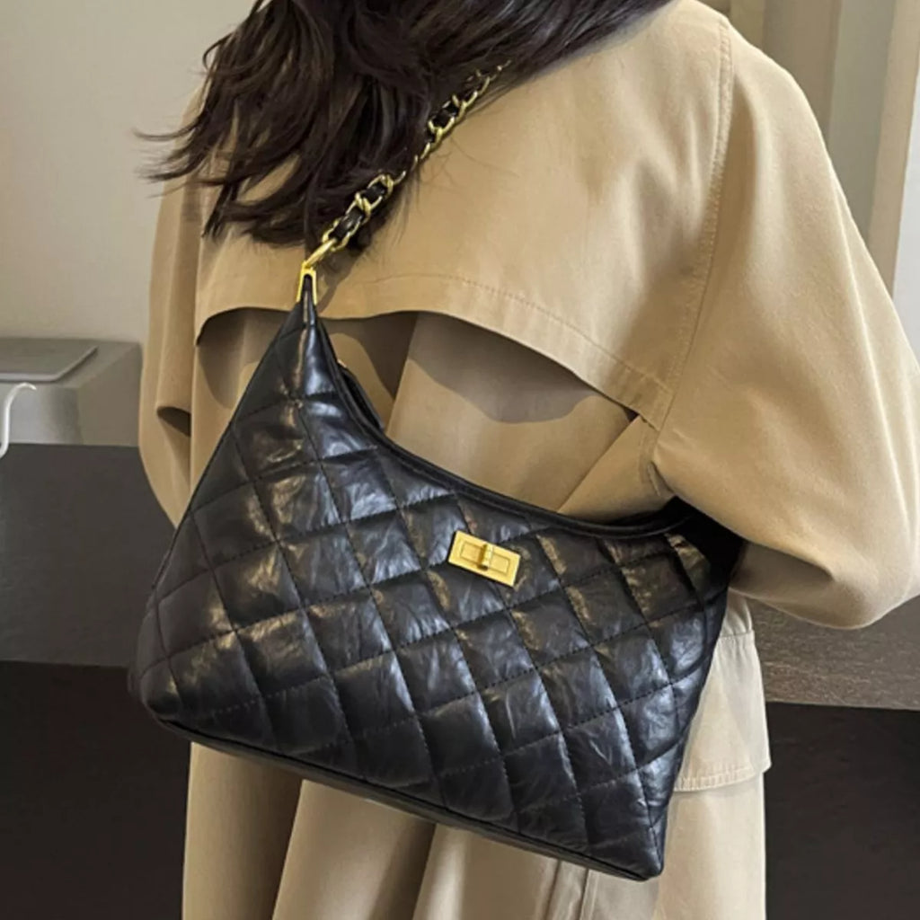 Quilted Leather Chain Crossbody Bag