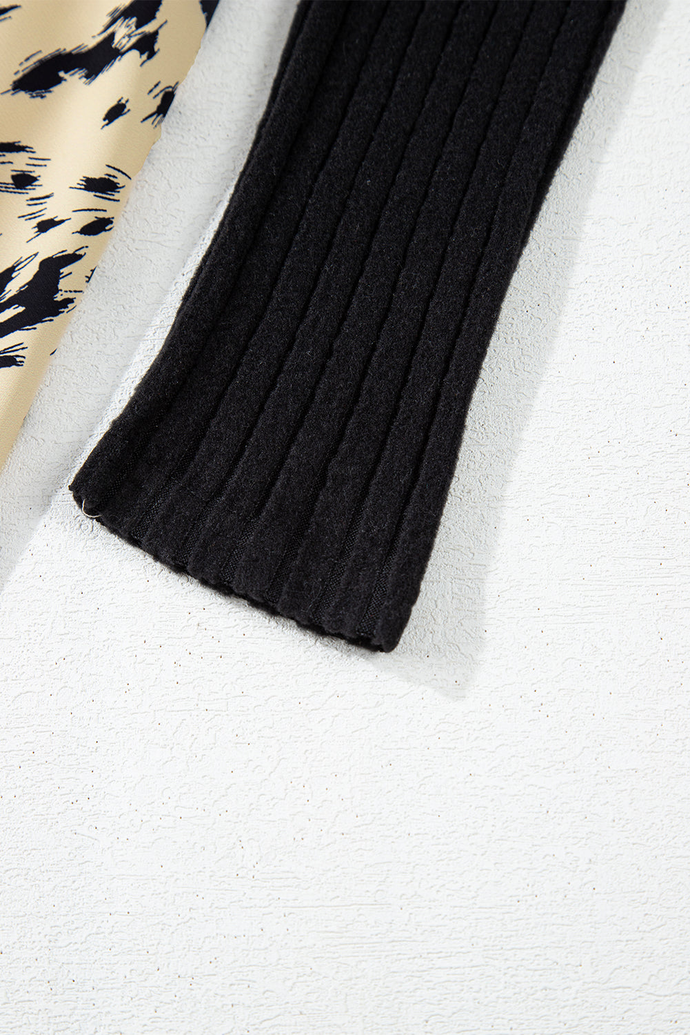 Leopard Patchwork Ribbed Knit Belted Dress