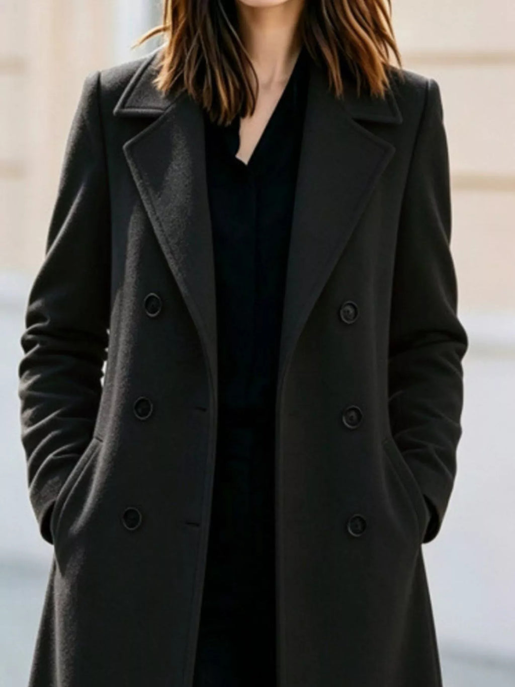 Double-Breasted Lapel Collar Coat