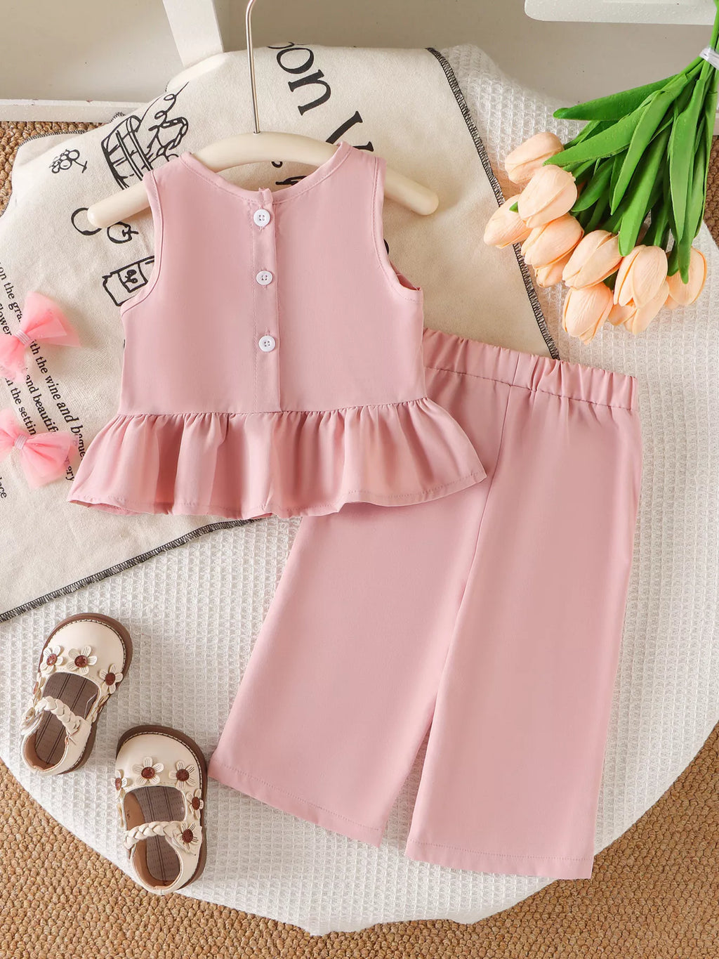 Children's Ruffled Hem Tank and Pants Set