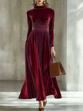 Mock Neck Long Sleeve Maxi Dress