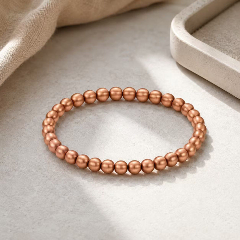 Red Copper Bead Bracelet For Men And Women