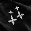 Women Star Burst Cubic Zirconia Pendant Stud Earrings,Niche Minimalist Delicate Light Luxury Fashion Dangle Earrings For Daily Wear Jewelry
