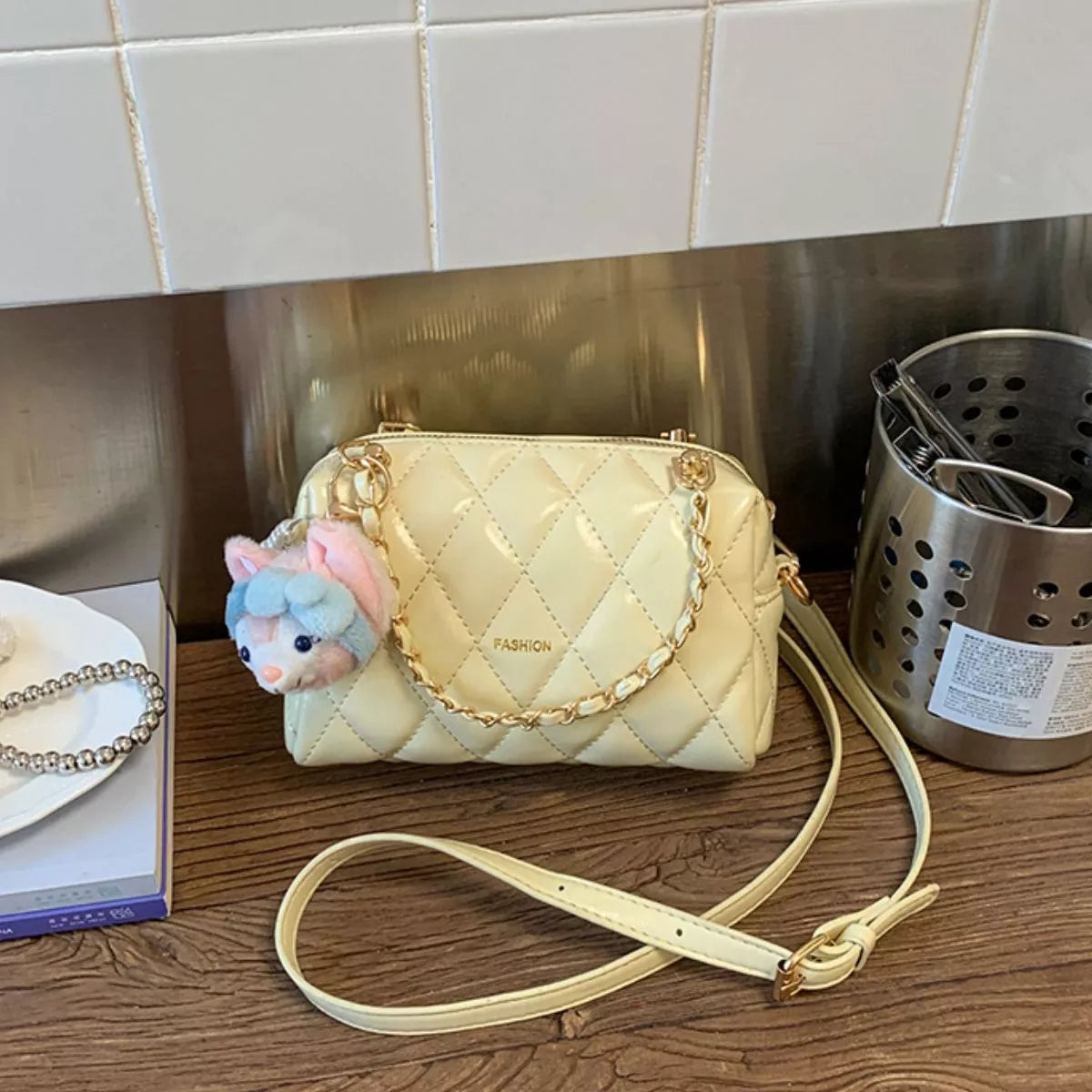 Quilted Chain Strap Crossbody Bag