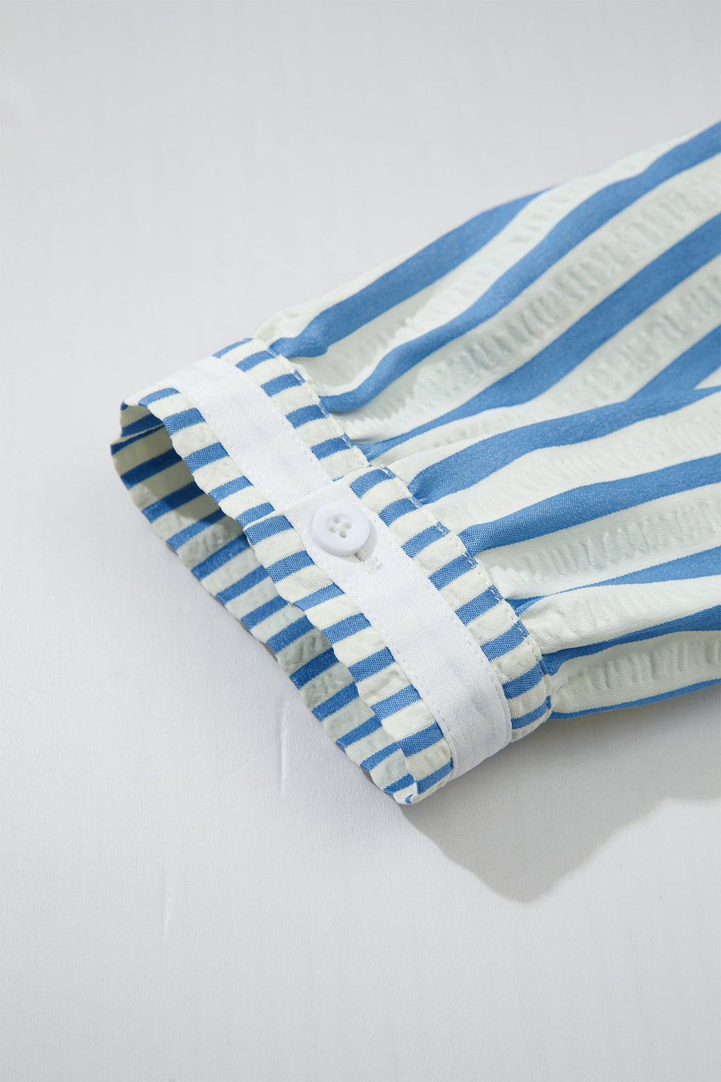 Sky Blue Stripe 3/4 Sleeve Collared Neck Blouse