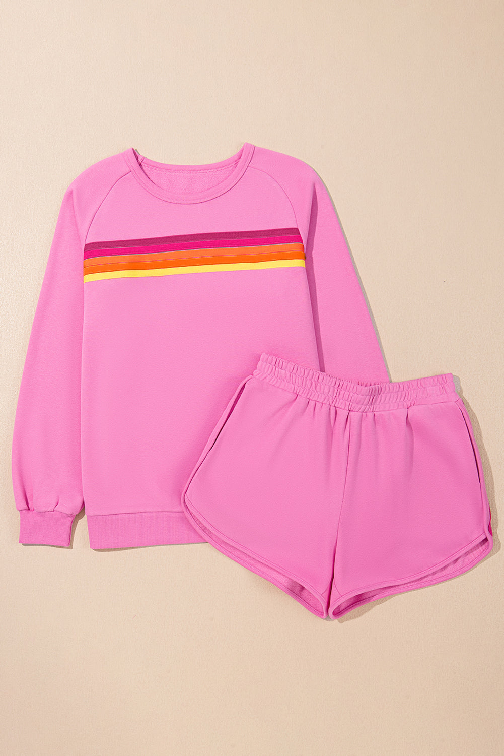 Colorblock Stripe Pullover and Shorts Set