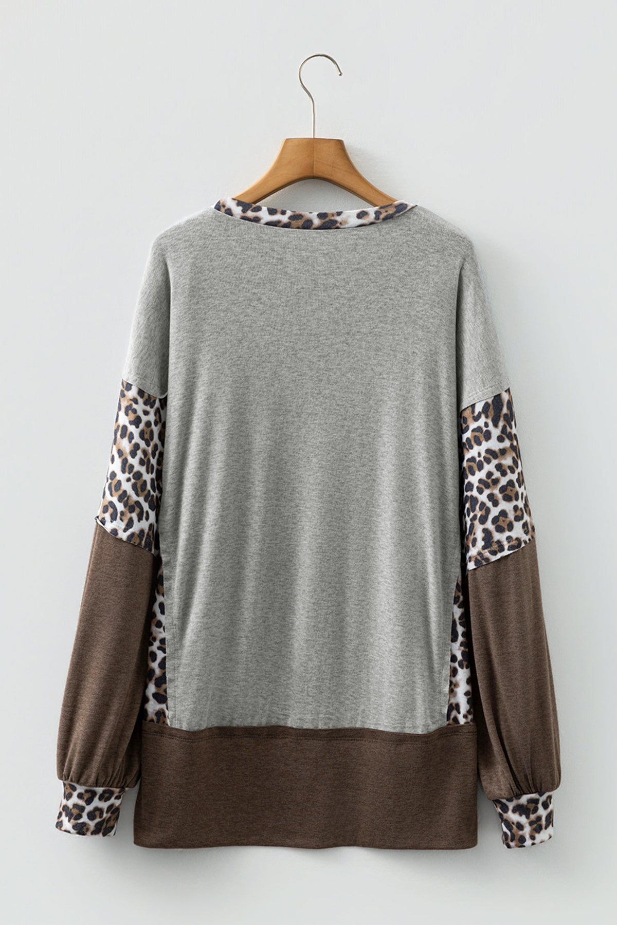 Leopard Patchwork Dolman Sleeve Sweatshirt