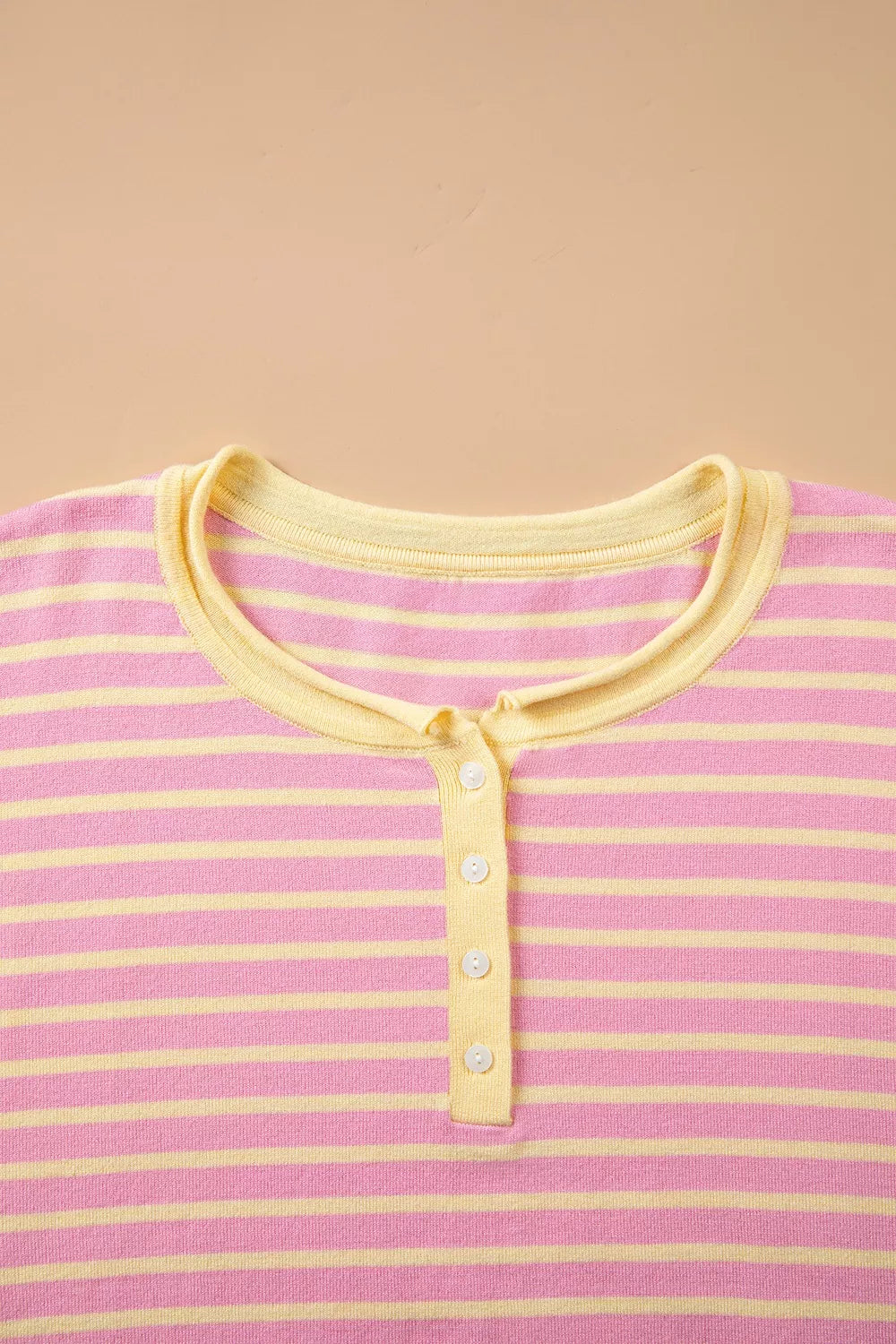 Plus Size Striped Long Sleeve Button Detail Sweater