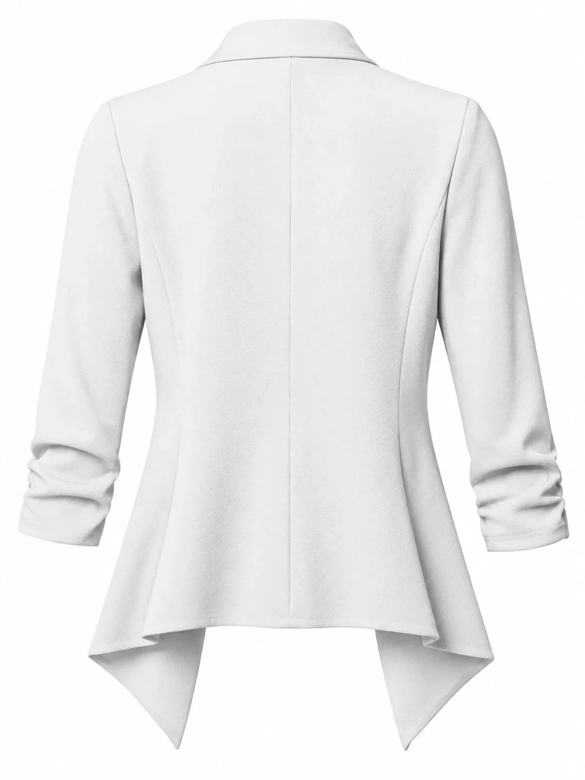 Full Size Open Front Drape Blazer with 3/4 Ruched Sleeves Plus Size