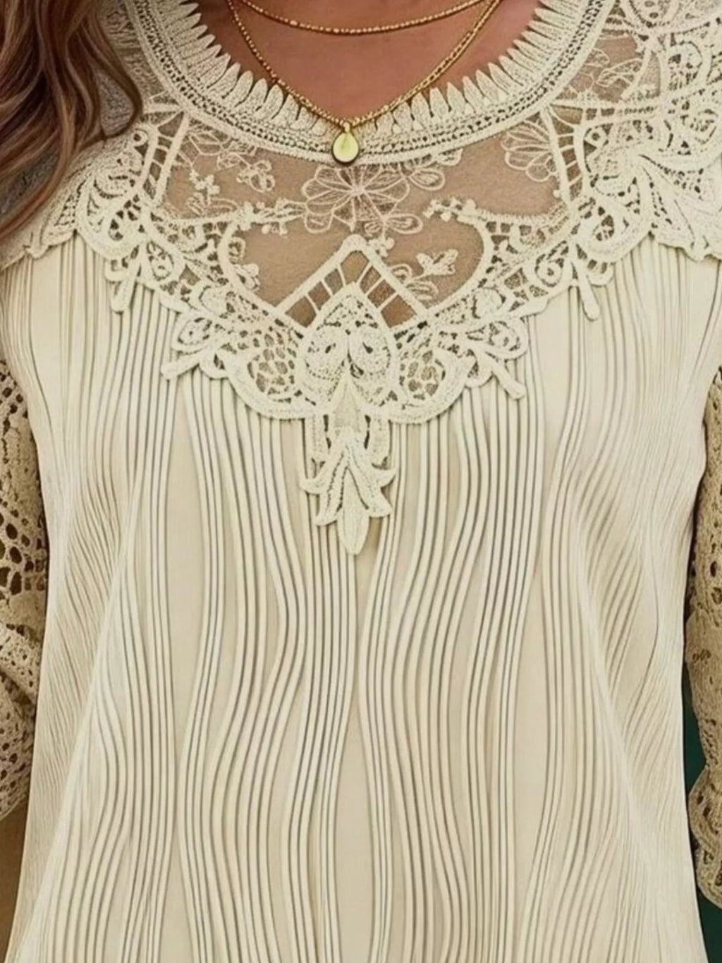 Lace Patchwork Long Sleeve Blouse