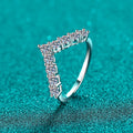925 Sterling Silver Moissanite V-Shape Chevron Ring