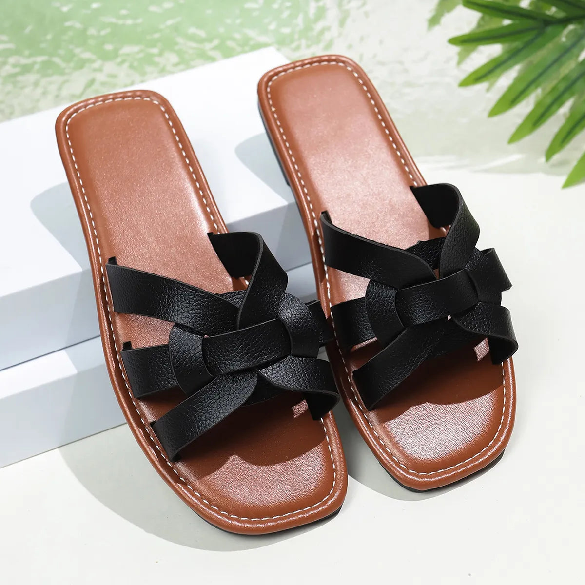 Braided Strap Flat Sandals