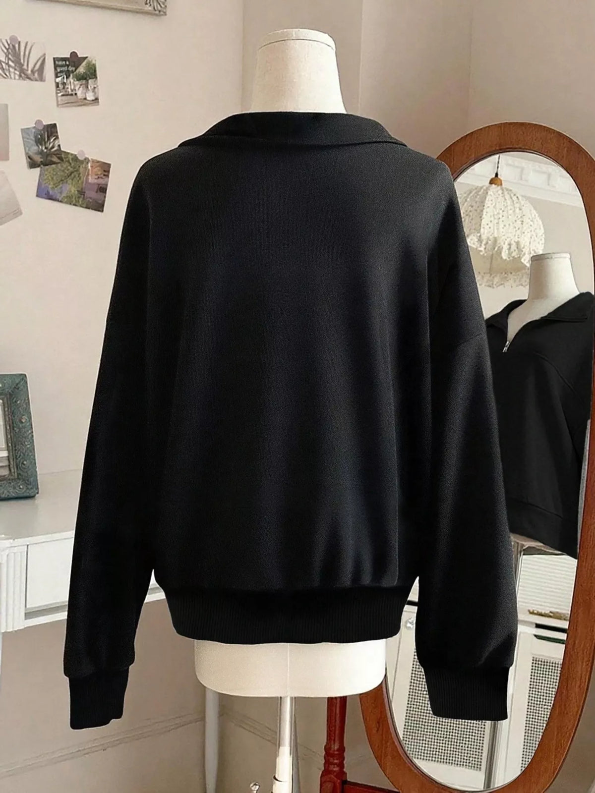 Quarter-Zip Dropped Shoulder Sweatshirt