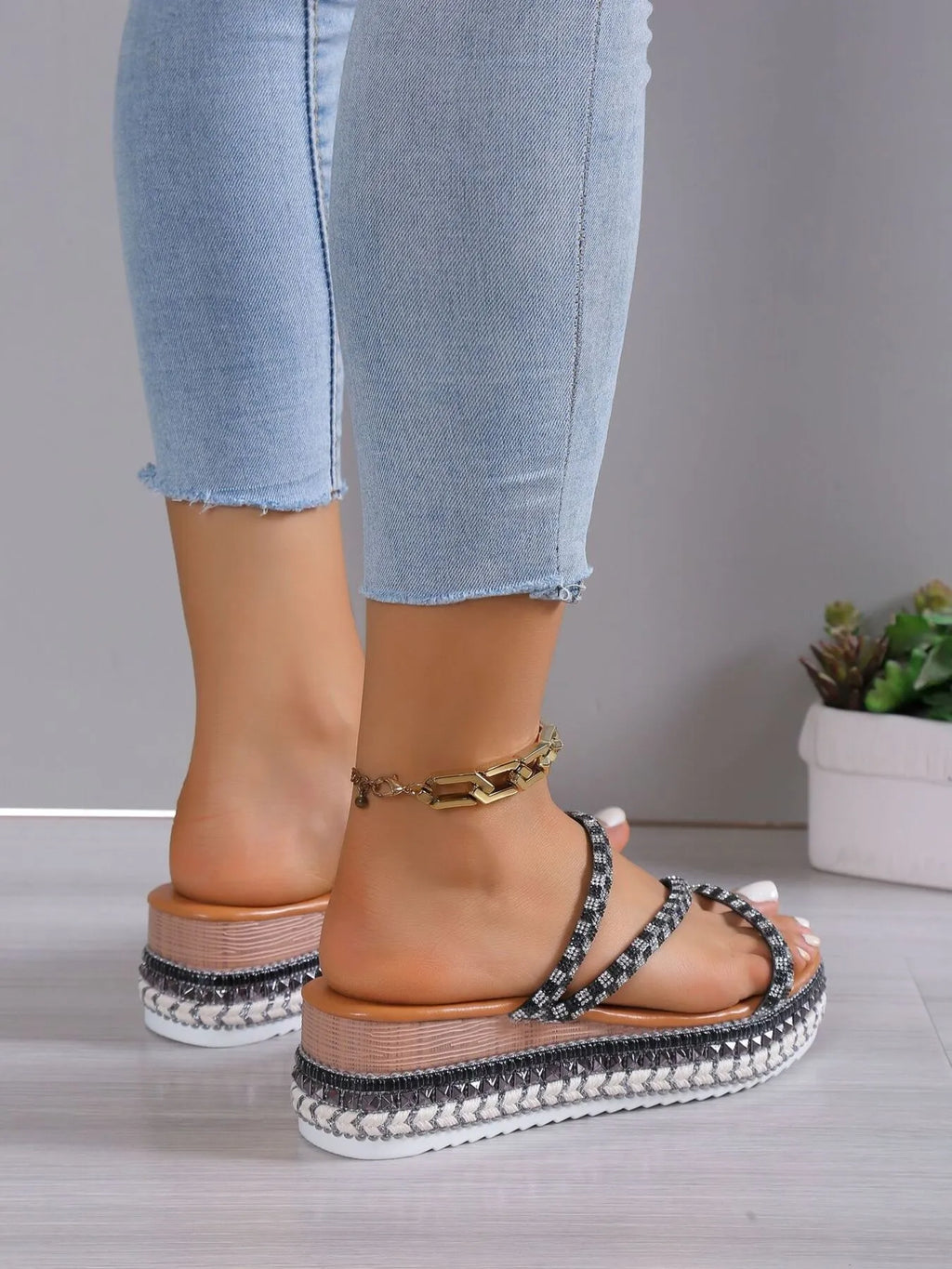 Woven Platform Wedge Sandals