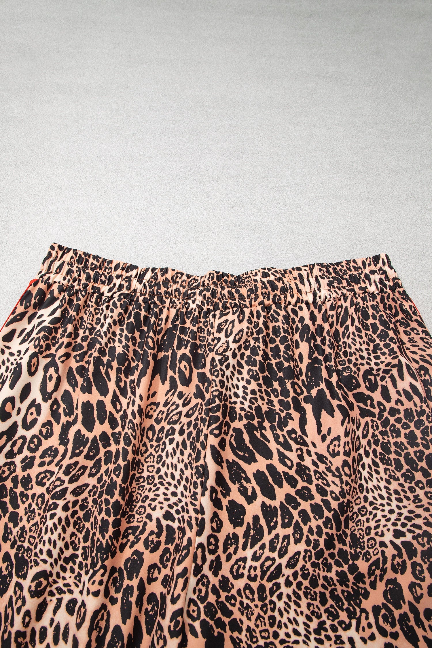 Khaki Leopard Print Colorblock Side Stripes Wide Leg Full Length Plus Size Pants