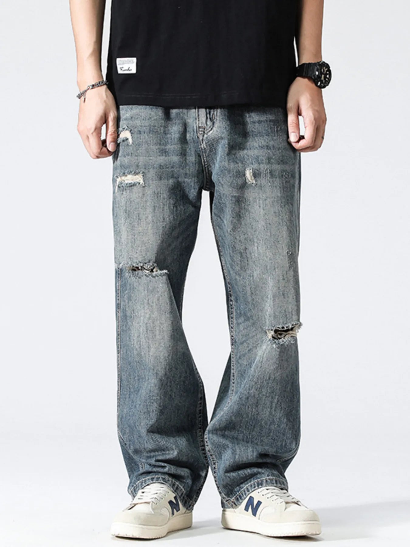 Men's Distressed Loose Fit Jeans