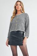 Striped Button-Down Cardigan